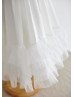 Ivory Chiffon Tulle Ruffles Pleated Flower Girl Dress